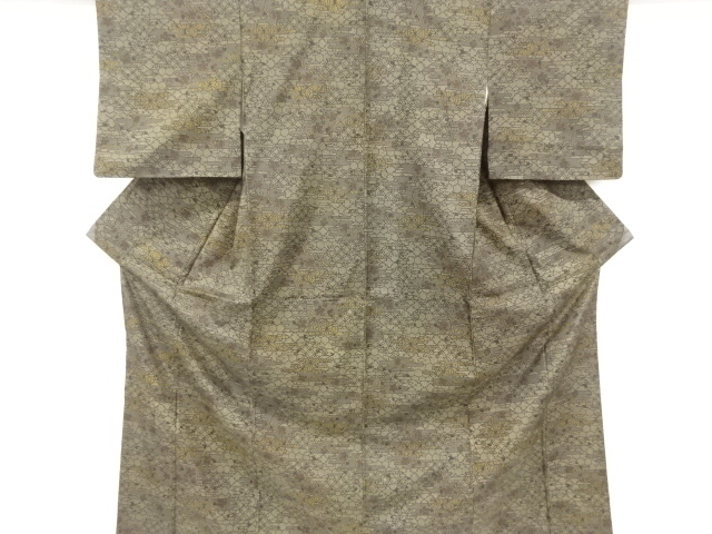 JAPANESE KIMONO / VINTAGE KIMONO / SILK / DYED / OSHIMA TSUMUGI / MIST & UME & CLASSICAL PATTERN